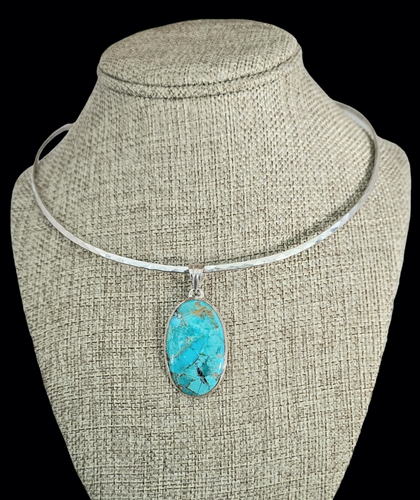 Sterling Silver Pendant with Kingsman Turquoise