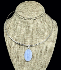 Sterling Silver Pendant with Blue Lace Agate