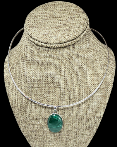 Sterling Silver Pendant with Malachite