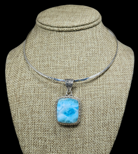 Sterling Silver Pendant with Larimar