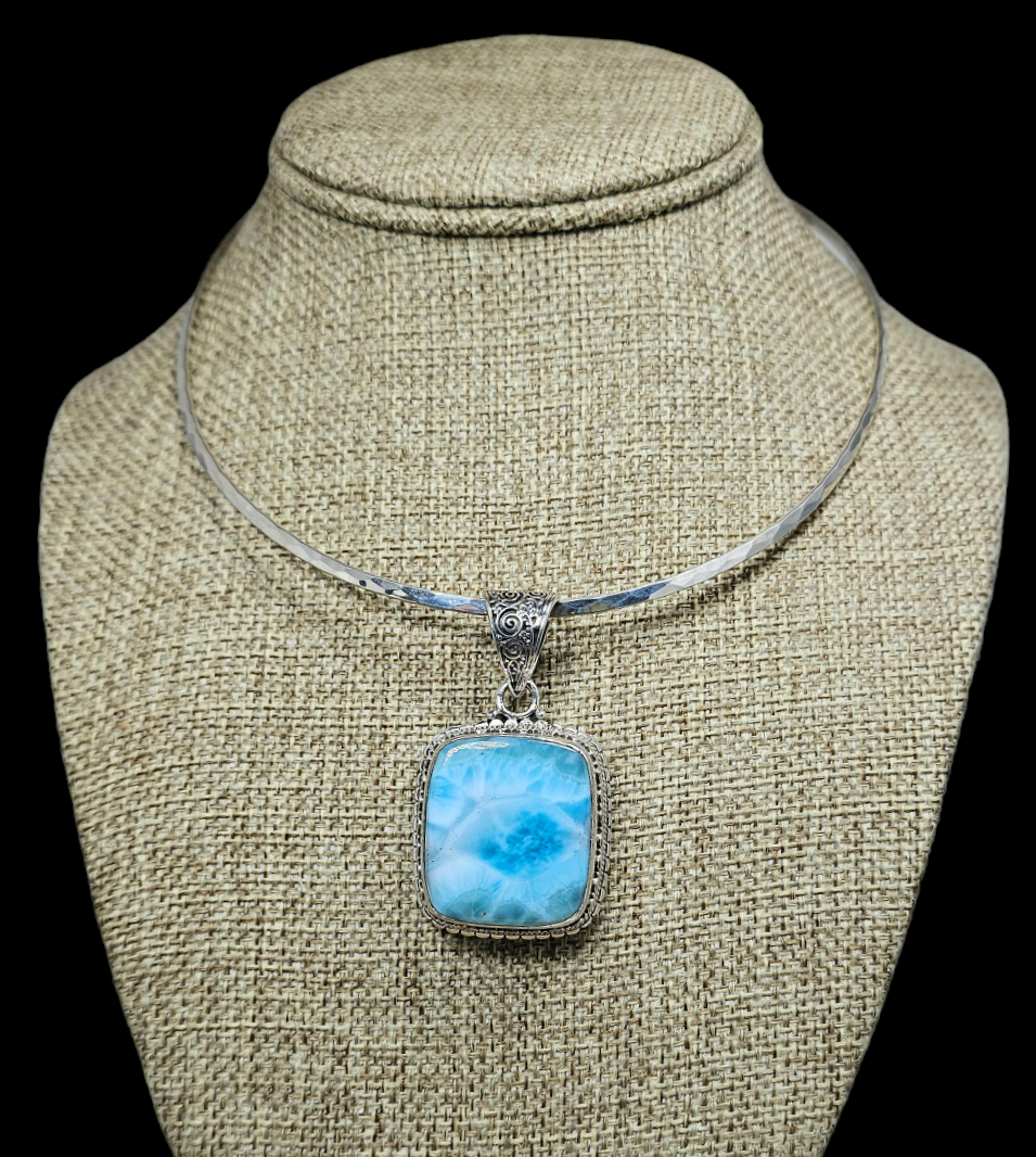 Handcrafted Sterling Silver Pendant with Larimar