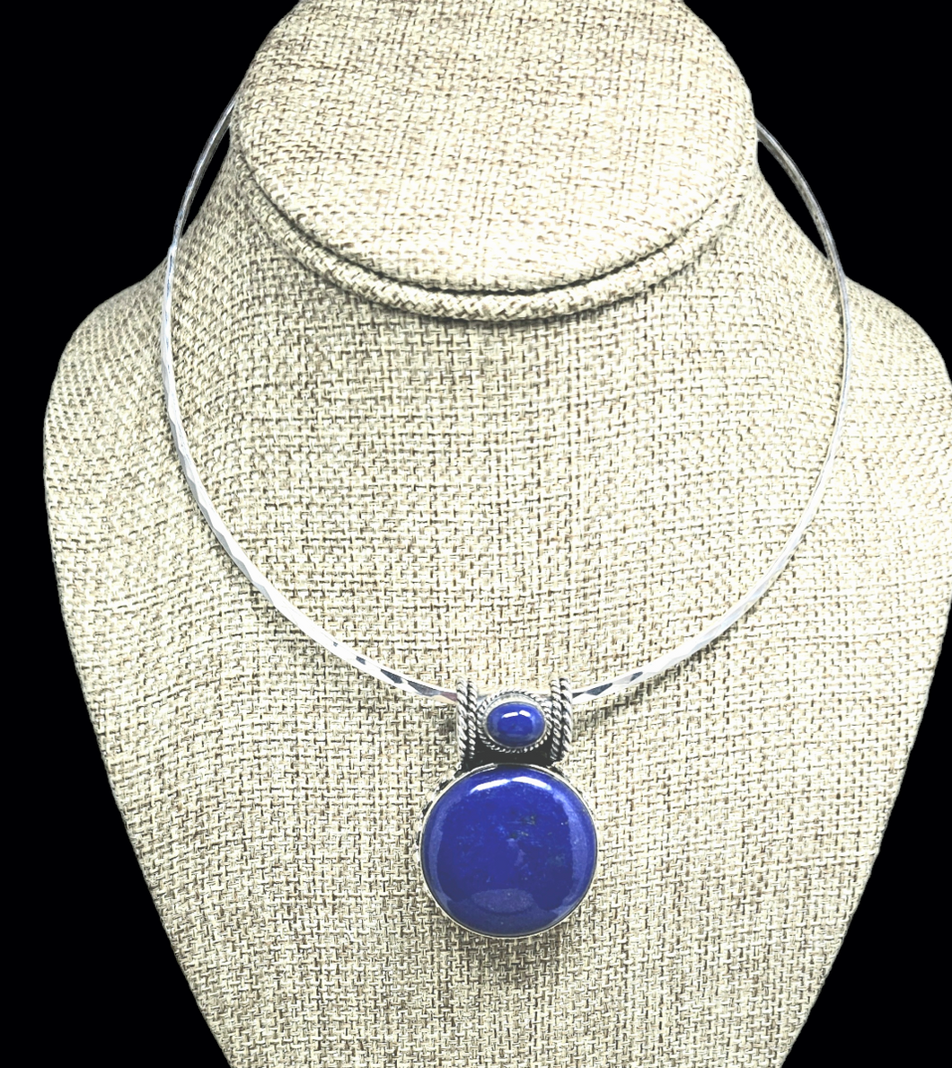 Handcrafted  Sterling Silver Pendant with Lapis Lazuli