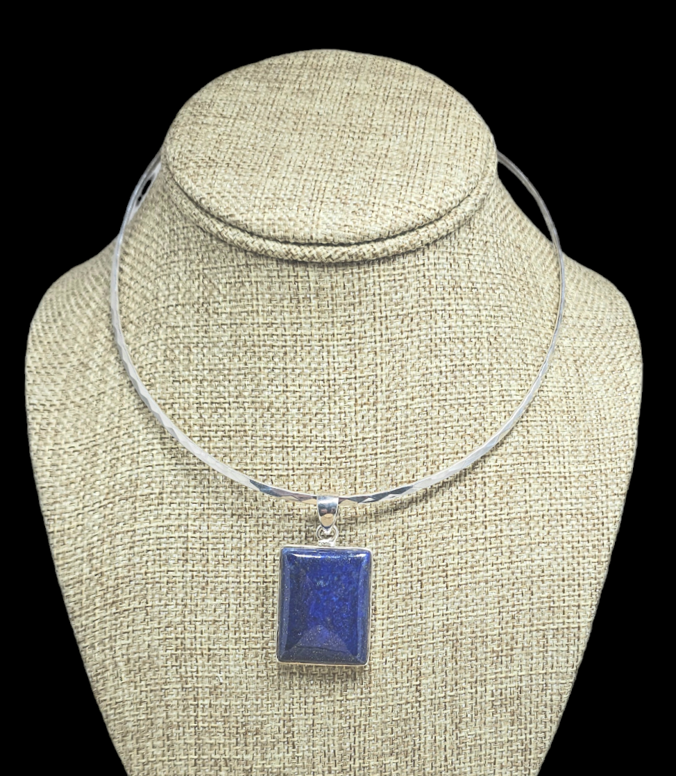Handcrafted  Sterling Silver Pendant with Lapis Lazuli