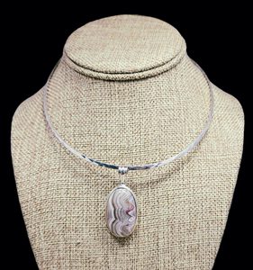 Handcrafted Sterling Silver Pendant with Lace Agate