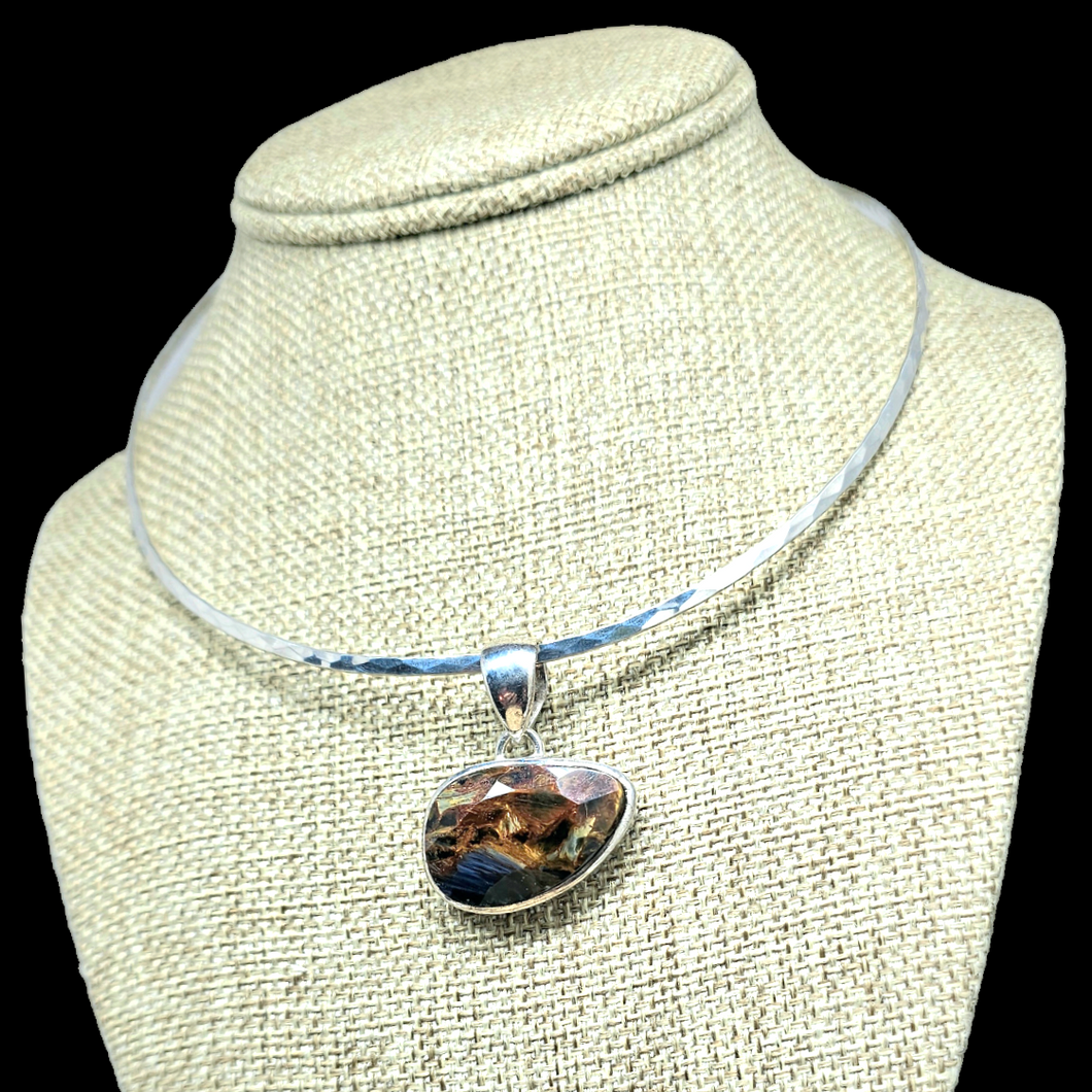 Handcrafted Sterling Silver Pendant with Pietersite
