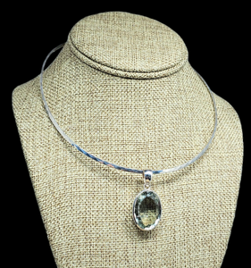 Handcrafted  Sterling Silver Pendant with Green Garnet