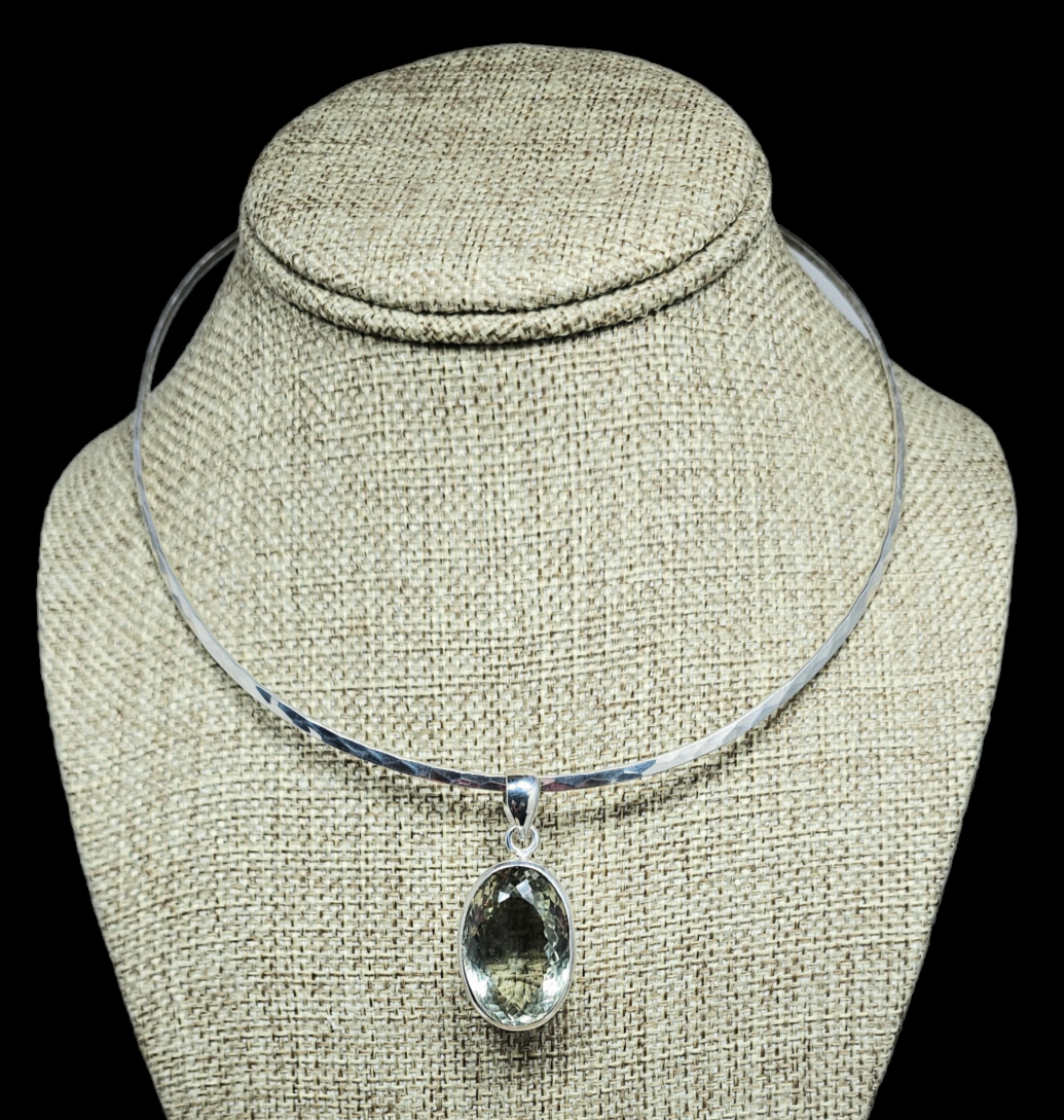 Handcrafted  Sterling Silver Pendant with Green Garnet