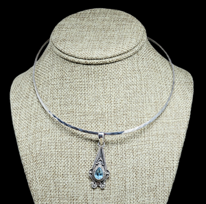 Handcrafted Sterling Silver Pendant with Blue Topaz