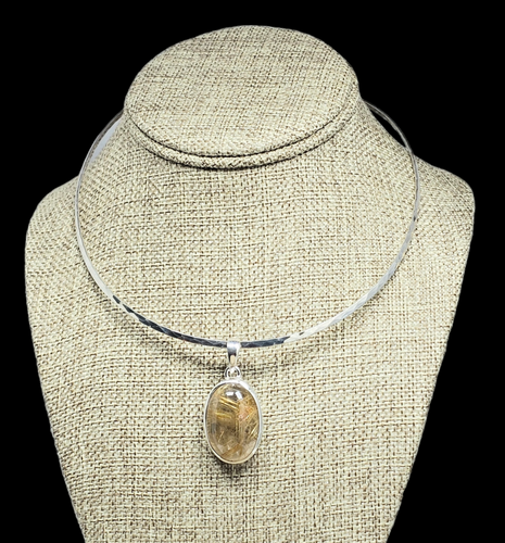 Sterling Silver Pendant with Rutilated Quartz