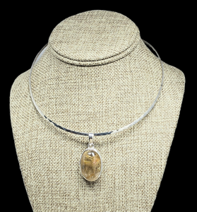 Handcrafted Sterling Silver Pendant with Rutilated Quartz