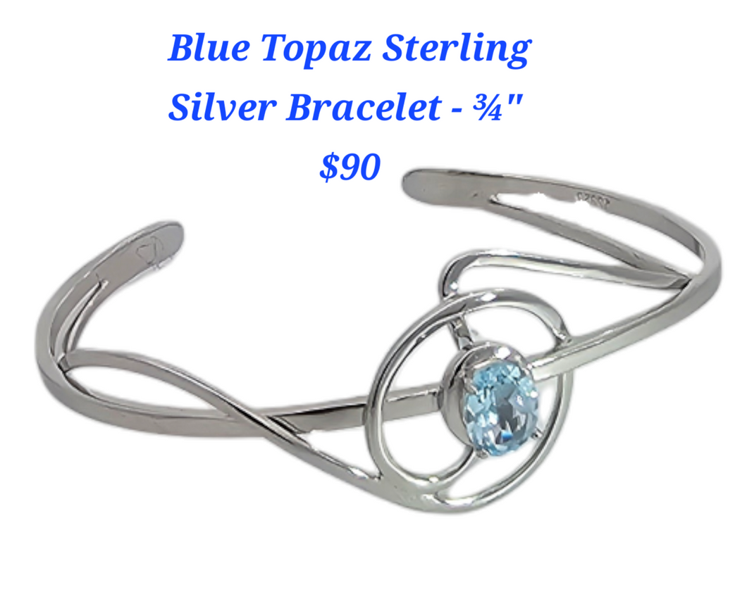 Sterling Silver Blue Topaz Cuff Bracelet