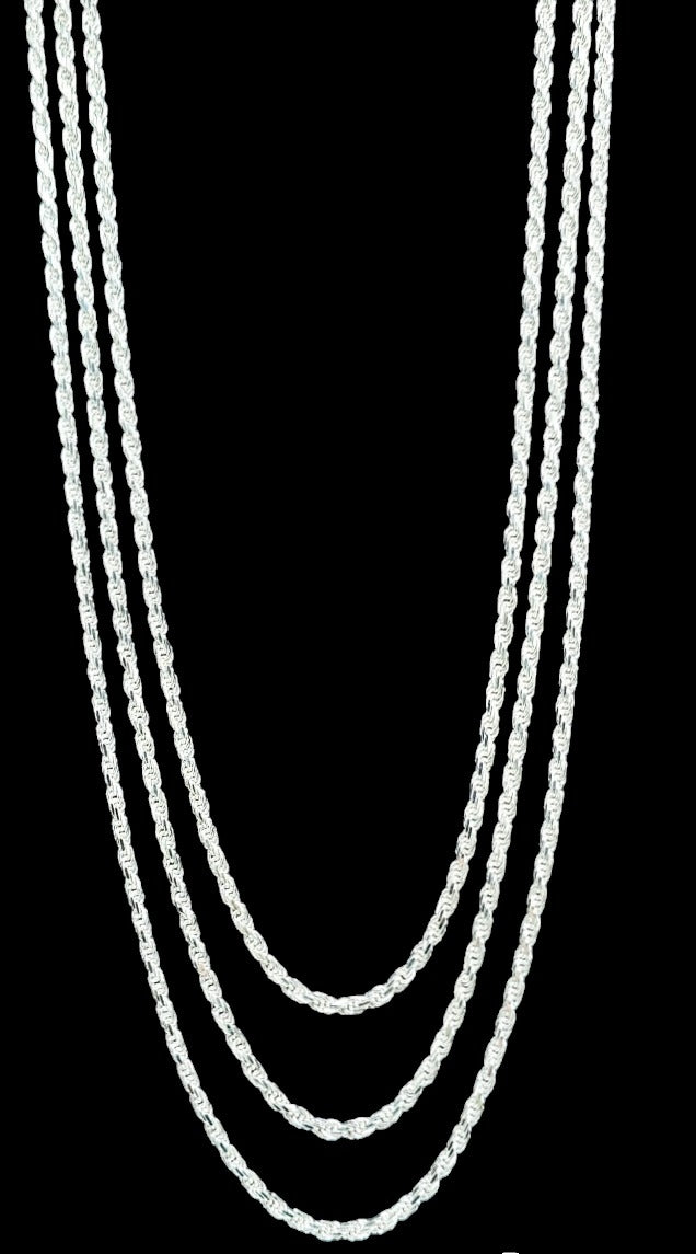 100 Rope Sterling Silver Chain Necklace